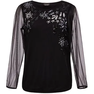 GOLDNER Kurzarmshirt »Langarmshirt mit transparenten Ärmeln«, silberfarben,
