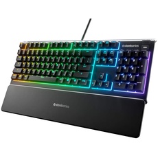 SteelSeries Apex 3 - Gaming Tastatur - 10-Zonen RGB-Beleuchtung - Premium magnetische Handballenauflage - Nordisch (QWERTY) Layout, Schwarz