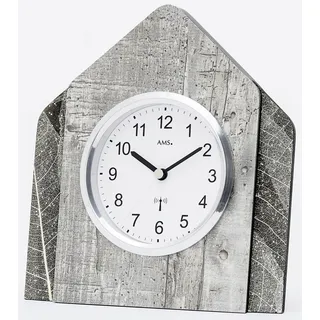 AMS Tischuhr mit Natur-Baumblattauflage - AMS Modell: 5168