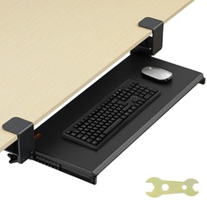 Bild von Klemmbare Tastaturablage unter dem Schreibtisch, Tastaturauszug zum Herausziehen mit Stabiler C-Klemmhalterung, große 680 x 280 mm Ausziehbare Computer-Schublade zum Tippen zu Hause
