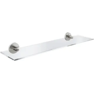 Grohe Start QuickFix Glasablage (Stichmaß 380mm, Material: Glas/Metall, verdeckte Befestigung, zum Kleben oder Bohren), supersteel,