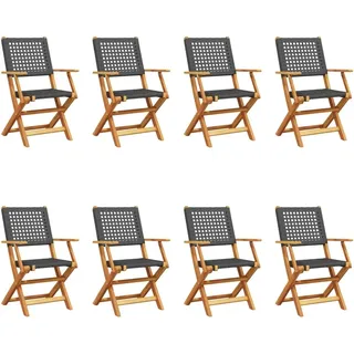 SYFAXTM Gartenstühle 8 Stk. Klappbar Schwarz Poly Rattan & Massivholz - Schwarz
