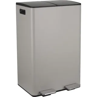 Abfalleimer Abfalltrennsystem 60 Liter - Großer Abfalleimer Treteimer Edelstahl - Farbe Taupe - Soft-Close Mechanismus Abfalleimer 60 Liter - Taupe