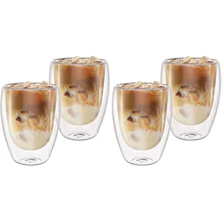ASelected 2er Set Latte Macchiato Gläser, 350 ML doppelwandige gläser Schwebeeffekt doppelwandige kaffeegläser für Latte Macchiato Cappuccino Bier Milch Tee (Packung mit 2)