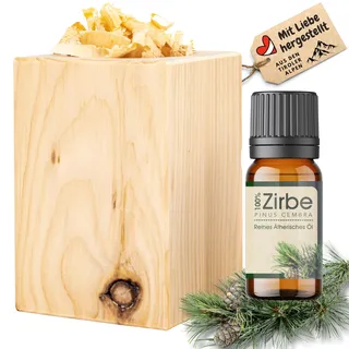 sagl.tirol® Zirbenholz Set mit Zirbenspäne und 10 ml Zirbenöl - Zirbelkiefer Öl – Zirbenduft und Deko aus Zirbelkiefer – Nachhaltige Zirbenholz Produkte, Zirbenwürfel, Raumduft Zirbe - naturbelassen