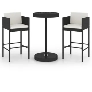 vidaXL Gartenbar-Set 3-tlg. Schwarz