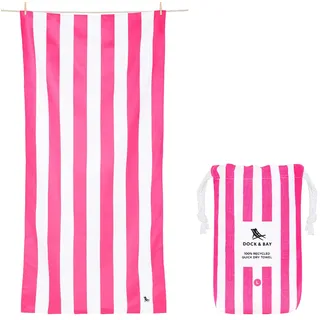 Dock & Bay Strandhandtuch - Schnell trocknende Mikrofaser, ohne Sand - Kompakt, Leicht - 100% recycelt - Inklusive Beutel - Cabana - Phi Phi Pink, Large (160x90cm, 63x35)