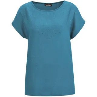 Schlupfbluse GOLDNER "Elegante Viskosebluse mit Glitzer", Damen, Gr. 54, blau, Obermaterial: 100% Viskose CV., festlich, figurumspielend, U-Boot-Ausschnitt, normales Bündchen, Blusen Schlupfbluse, Dekosteine