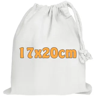 Baumwollbeutel 17x20 cm mit Kordelzug – kleine Stoffbeutel aus Baumwolle für Aufbewahrung, Geschenke oder Adventskalender - OEKO-TEX® STANDARD 100 zertifiziert (Weiß (10 Stk.))