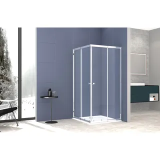 WELLTIME Trento Plus Eckdusche mit Schiebetür 90 x 180 cm grau Sicherheitsglas