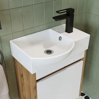 Badmöbelset - LEO - Unterschrank mit Waschbecken - Badezimmer Möbel - Gäste WC