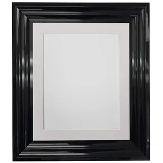 FRAMES BY POST Firenza Bilderrahmen, Hochglanz, Kunststoffglas, mit elfenbeinfarbenem Passepartout, 76,2 x 50,8 cm, für Bildgröße A2, Schwarz