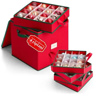 Avilia Faltbarer Weihnachtskugel-Organizer aus Oxford-Stoff, 32 x 32 x 32 cm, mit 4 modularen Fächern für 64 Dekorationen, Staubschutz und einfach unter dem Bett oder im Schrank zu verstauen