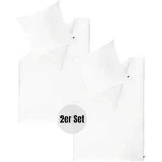 Schöner Wohnen Plain Satin Baumwolle Weiss 135 x 200 cm + 2 x 80 x 80 cm