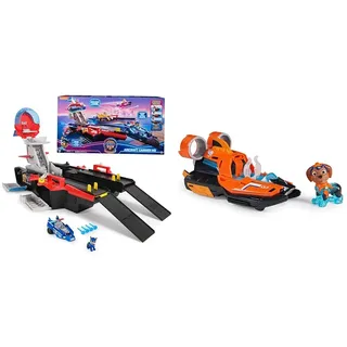 PAW PATROL: Der Mighty Kinofilm & : Der Mighty Kinofilm, Superhelden-Basis-Fahrzeug von Zuma mit Welpenfigur, Speedboot mit Licht- und Geräuscheffekten, Spielzeug geeignet für Kinder ab 3 Jahren