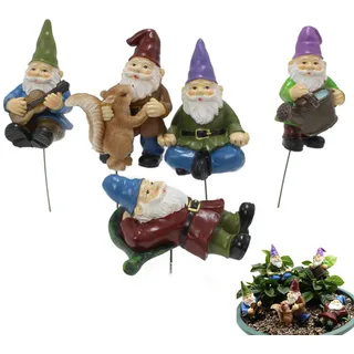 Srcasy 5 Stück Gartenzwerg Statue Ornament, Teiliges Gartendekor Zwergfiguren Harz, Lustiger Zwerg Feengarten Zubehör Für Terrasse, Für Garten Zur Verschönerung Ihrer Außenbereiche Für Freunde