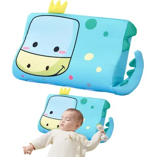 Schlummerkids Kissen, 45*26 cm Calmly Kinderkissen, Atmungsaktives Kissen Kinder Ergonomisches, Kawaii Tiere Kissens Hautfreundlich Wasch Bar für Besseren und GesüNderen Schlaf (Dinosaurier)