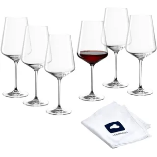 LEONARDO HOME Rotweingläser PUCCINI (6er Set) inkl. Poliertuch • Spülmaschinenfeste Rotwein-Gläser (750 ml) • Stoßfest & Alltagstaugliche • 040978