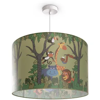 Paco Home Pendelleuchte »Diamond 638« E27 Kinderlampe Deckenlampe LED Kinderzimmer Dschungel Tier-Motiv E27, weiß
