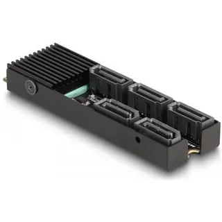 DeLock Konverter M.2 2280 Key B+M Stecker zu 5 x SATA mit Kühlkörper, SSD - Schnittstellenadapter - 6Gb/s - Card - Schwarz