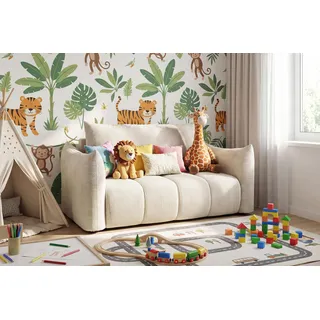 WFL GROUP Schlafsofa Lilo mit Bettkasten, Creme Cordstoff 120/86/101 cm