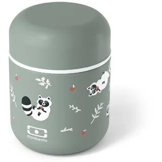 monbento - Klein Thermobehälter für Essen Kinder MB Capsule Raccoon - Waschbär - Auslaufsicher & Lebensmittelbehälter - Klein Lunchbox Hält Speisen bis zu 5 Stunden Warm/Kalt - Thermo Lunchbox - Grün