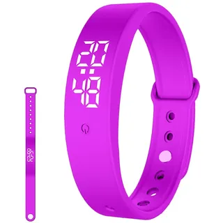 Vibrationswecker Armband, Vibrationsalarm Erinnerung Uhr, Silent Vibrations Wecker Armband, Töpfchentrainingsuhr, Trinkerinnerung, Pillenerinnerungen, Vibrationsarmuhr für Kinder Erwachsene (Lila)