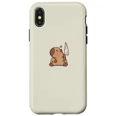Hülle für iPhone X/XS Süße Capybara mit Messer