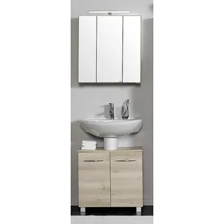 Waschbeckenschrank & Spiegelschrank Set BERGAMO-03, Buche Iconic Nb., B x H x T ca.: 60 x 200 x 35cm