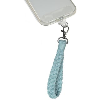 AMAYO - Boho Handykette Universal, Handyanhänger, Handy Perlen Schlüsselband, Handschlaufe, Baumwolle, Armband, Handyband, kompatibel mit jedem Handy, Smartphone und Handy Hülle (Blau Makramee)