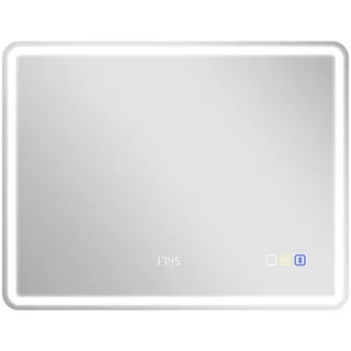 Homcom Badspiegel mit Beleuchtung 70x90 cm LED Spiegel Wandspiegel mit Bluetooth-Musikfunktion Uhr Touchschalter Memory-Funktion - Silber