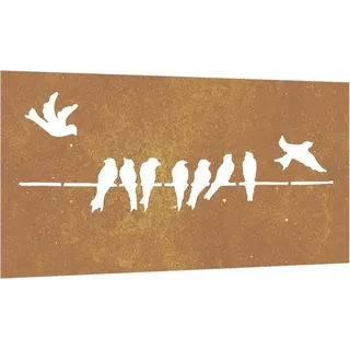 vidaXL Garten-Wanddeko 105x55 cm Cortenstahl Vogel-Design - Braun