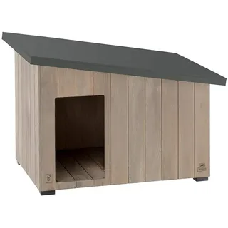 Ferplast Hundehütte Argo 80 aus FSC-Holz, Hundehaus Outdoor Wetterfest, Isolierende Kunststofffüße, 96 x 63 x h 67 cm.