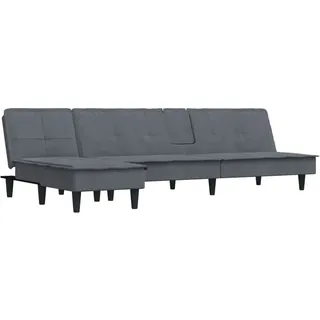 Schlafsofa in L-Form Dunkelgrau 255x140x70 cm Samt - Grau, Dunkelgrau