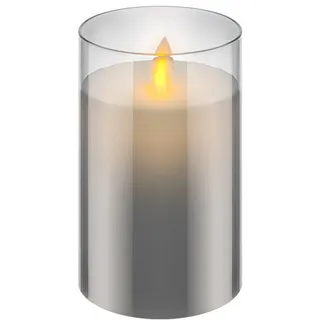 Goobay LED-Echtwachs-Kerze im Glas, 7,5 x 12,5 cm - wunderschöne und sichere Lichtlösung für viele Bereiche wie Haus und Loggia, Büros oder Schulen