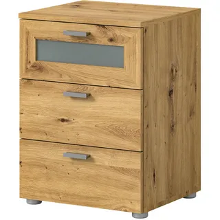 Inn.Furn Nachttisch Eiche Artisan Komforthöhe 60 cm, 3x Schublade mit Vollauszug , Kunststoff , Nachbildung,Eiche , Uni, Holz Optik , Rechteckig , Stativgestell , 45x60x40 cm , FSC Mix , Schlafzimmer, Nachtkästchen