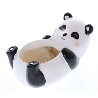 Kawaii-Story DH-R7A7H5 Liegender Panda niedlich Mini Topf mit Drainage für Zimmerpflanzen Sukkulenten Garten Gartenfigur Tier Skulptur Dekoration 9cm