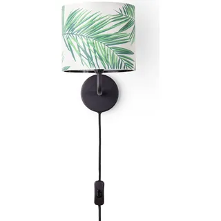 Tischlampe Schreibtischlampe Wandlampe Stoff Nachttisch E14 Blumen Jungle Deko - Schwarz