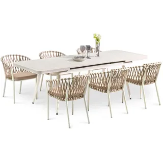 Idimex Gartenmöbelset Sunny , Weiß , Metall, Metall , Mode , Gartenmöbel, Gartengarnituren, Gartenmöbel-Sets