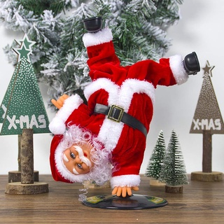 ITODA Weihnachtsmann Deko mit Musik Weihnachtsfigur Drehbar Weihnachtsmannfigur Singend Tanzend Nikolausfigur Klein Weihnachtsdeko Santa Claus Dekofigur Rot Weihnachten Deko Tisch Wohnzimmer Geschenk