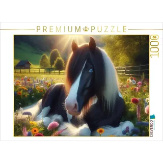 CALVENDO Puzzle Tinker Pony Meadow und ihre bunten Blumen | 1000 Teile Lege-Größe 64 x 48 cm Foto-Puzzle für glückliche Stunden