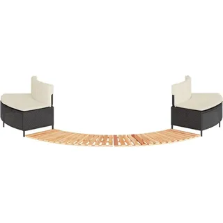 Whirlpool-Umrandung Schwarz Poly-Rattan und Massivholz Akazie - Schwarz