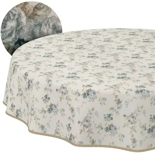 ANRO Tischdecke abwaschbar Alisa Rund 140 cm Blau