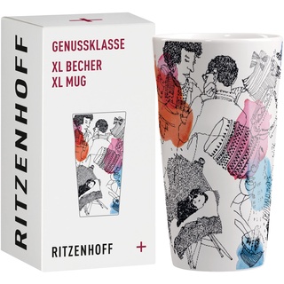 Ritzenhoff & Breker RITZENHOFF Kaffee-Tasse XL 500 ml - Serie Genussklasse Nr. 2 - Porzellan-Becher, urbaner Chic - Designerstück