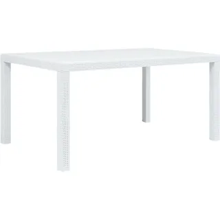 vidaXL Gartentisch mit Rattan-Optik, 150/90/72 cm, aus Kunststoff, in Weiß , Naturmaterialen , rechteckig , 90x72x150 cm , Gartenmöbel, Gartentische