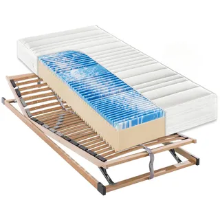 Sleeptex Matratzenset , Holz , 2-teilig , Birke , Schichtholz , H2 , 5-Zonen , Höhe ca. 20 cm , 100x200 cm , Made in Germany, Oeko-Tex® Standard 100 , Härtegradauswahl, Bezug abnehmbar/waschbar, Tragegriffe, atmungsaktiv, schadstoffgeprüft, aktive Schulterzone, alternative Größen erhältlich, Bezug rundum abnehmbar,Federholzleisten verleimt, Mittelgurt, individuelle Liegehärteeinstellung, verstellbar, alternative Größen erhältlich , Schlafzimmer, Matratzensets