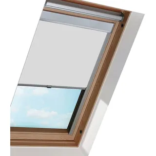Hebitod Dachfenster verdunkelungsrollo, Thermorollo, Sonnenschutz, mit Führungsschiene, Aluminium Rahmen, Grau, Rollo für dachfenster, für M08 (Fenstergröße: 61.3x116cm), Einfache Montage