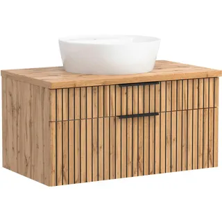 Held Waschtischkombi , Schwarz, Eiche Wotan , Metall , 2 Schubladen , 80 cm , hängend , Badezimmer, Waschbecken & Armaturen, Waschtische