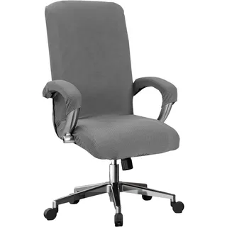 Catime Elastische Stuhlhussen mit Armlehne, Spandex Bürostuhl Bezug, Office Computer Stuhlbezüge, Hussen für Stühle Abnehmbare Waschbare, Polarfleece Chair Covers Universal für Armlehnenstühle (Grau)