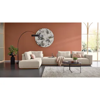 Musterring Wohnlandschaft Polyester Eckteil links + Hocker Silber